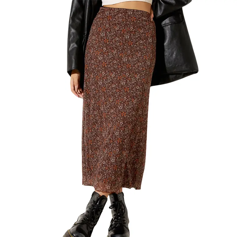 Women´s Casual Long Skirts, Floral Printed High Waist Simple Elegant Elastic Waist Skirts, Street Style Bottoms Fashion Womenswear Check Light Polyester Lingerie Comfort