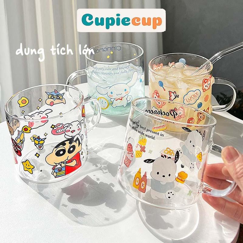  Cốc Thủy Tinh In Hình Dễ Thương Ly Thủy Tinh Có Quai CTT023 