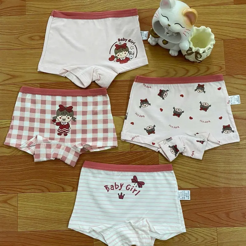 Sét 4 quần chíp đùi đáy 2 lớp cotton êm mềm co giãn cho bé gái [size 7-43kg] kèm quà 2