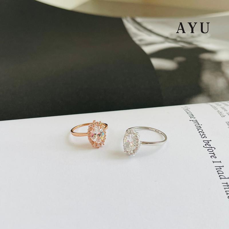 AYU Cincin Emas - Oval Grecian Solitaire 17K White Gold 2