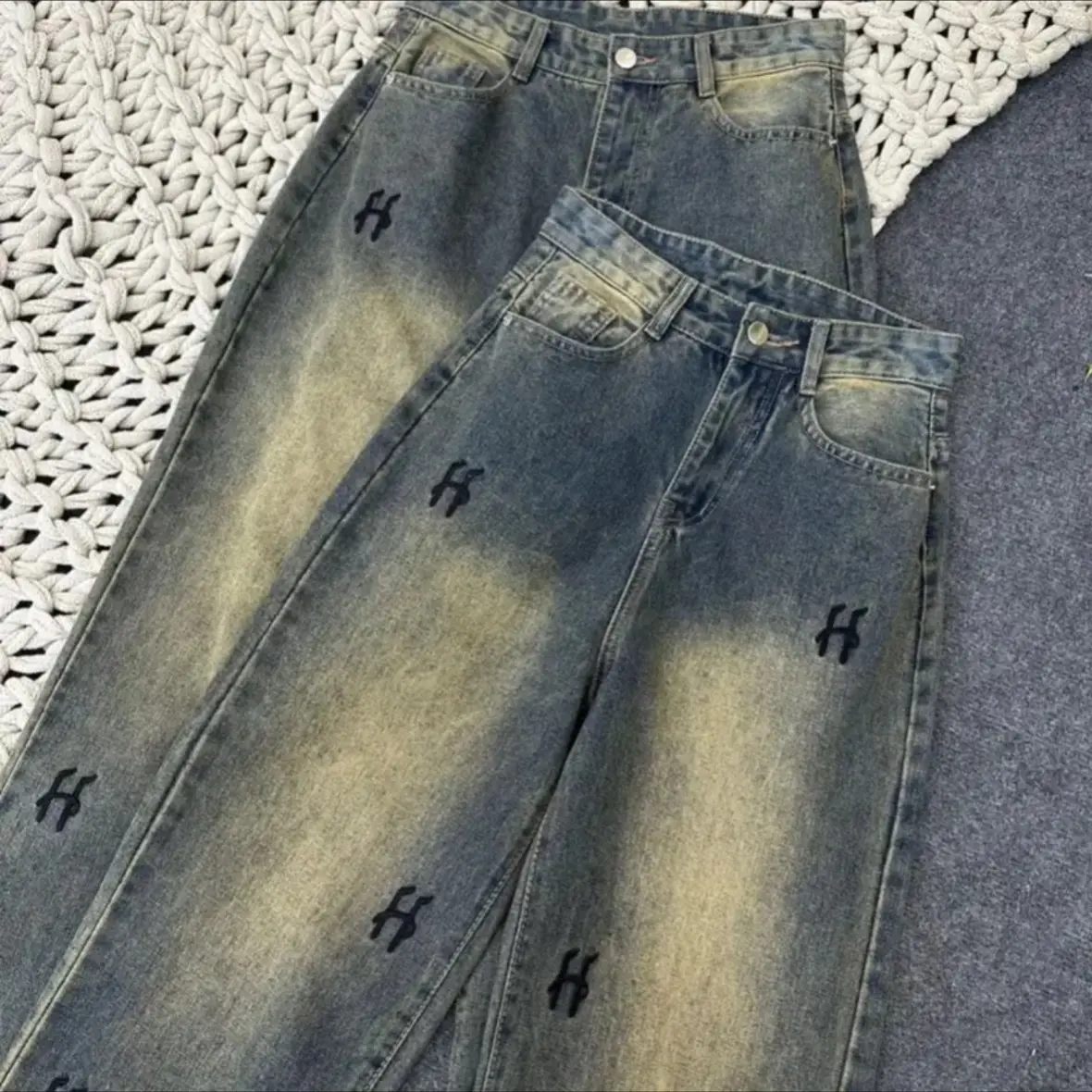 QUẦN JEANS ỐNG RỘNG NỮ XUÔNG CẠP CAO XỊT CẠP HACK DÁNG PHONG CÁCH HÀN QUỐC