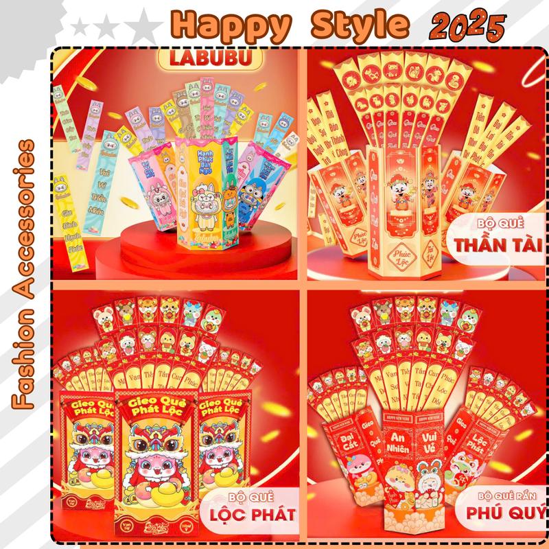 Bộ Lì Xì Gieo Quẻ Combo Hộp Lì Xì 12 Quẻ Phát Lộc May Mắn Tết Ất Tỵ 2025