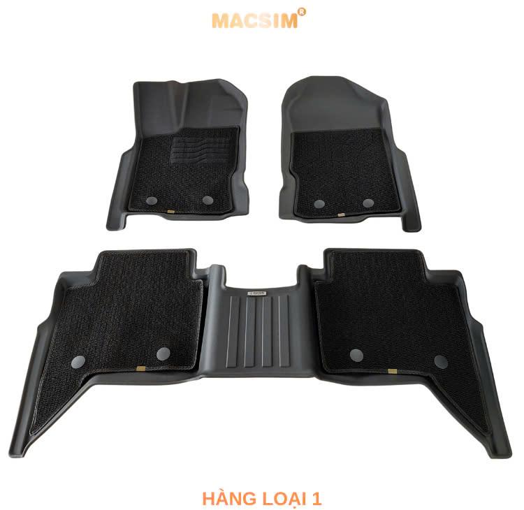 Thảm lót sàn ô tô 2 lớp cao cấp dành cho xe Ford Ranger/ Ford Raptor 2015-2021 (sd) nhãn hiệu Macsim chất liệu TPE màu den + Cao Su