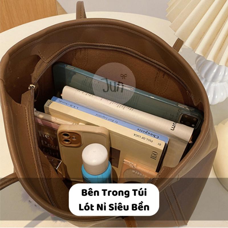Túi xách nữ tote da cao cấp JunStore ngăn lớn có khóa đeo thời trang Hàn Quốc đi chơi đi làm T13 4