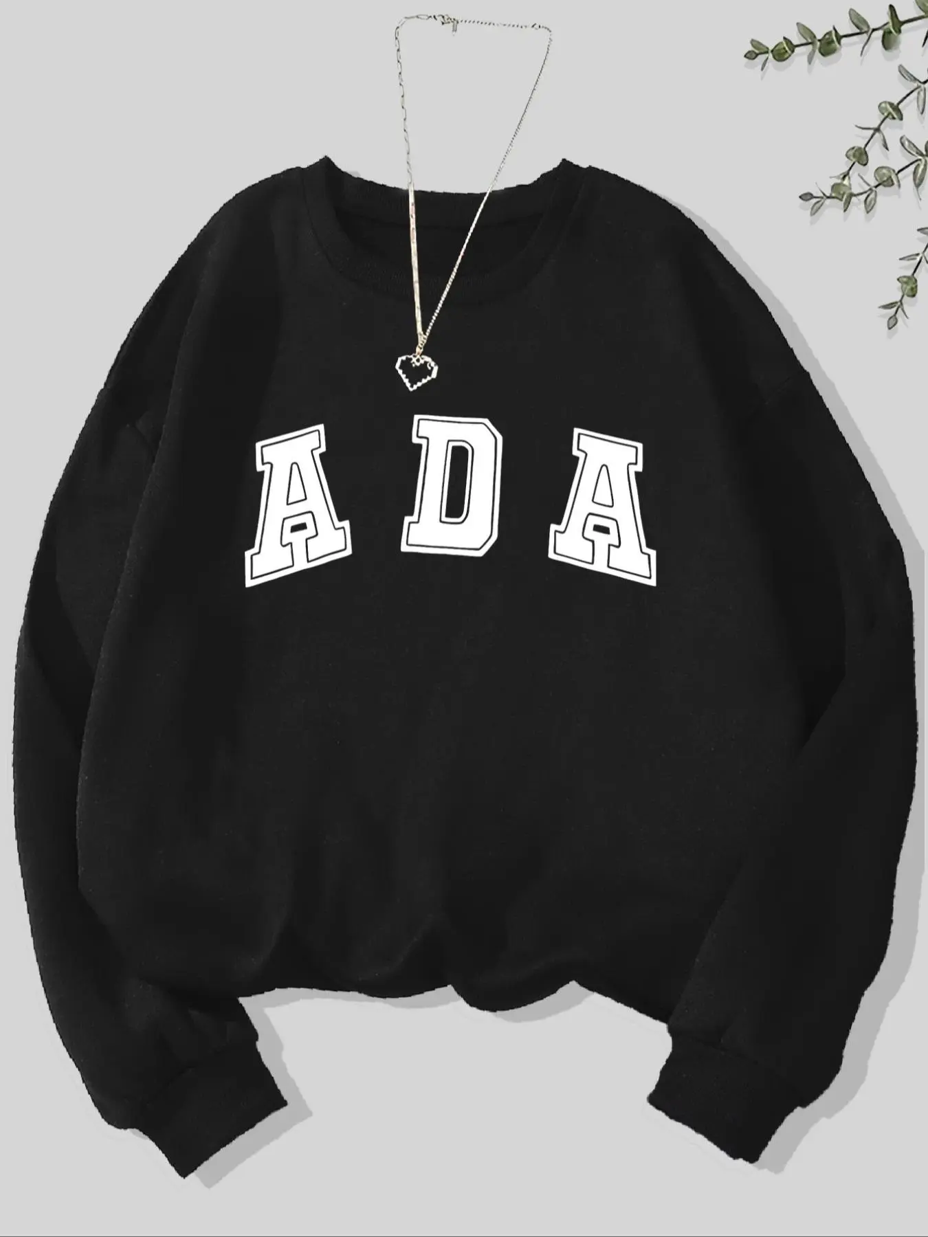 Women's Letter Print Drop Shoulder Sweatshirt, Casual Long Sleeve Round Neck Pullover for Fall & Winter, Ladies Clothes for Daily Wear