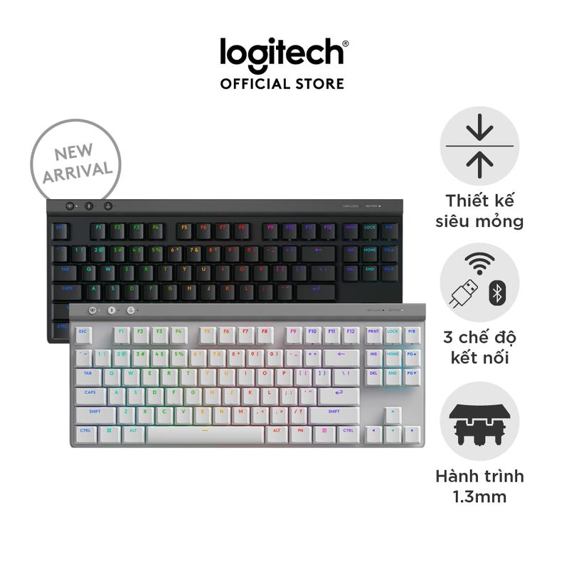 Bàn phím Gaming không dây Low profile Logitech G515 LIGHTSPEED TKL - GHTSYNC RGB, Thiết kế Tenkeyless mỏng, Keycaps PBT