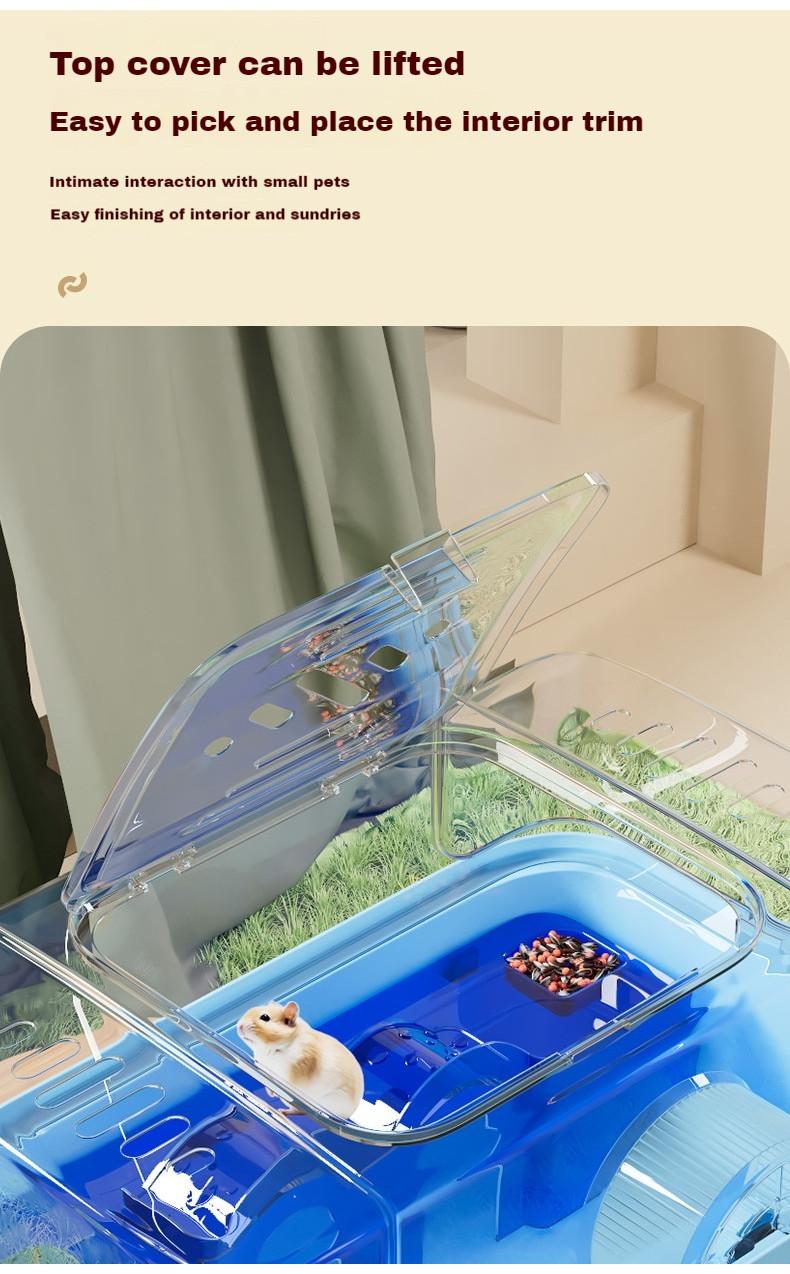 Product Introduction of 【45*28*25cm】SG STOCK Hamster Cage Small Animal With Accessories 360 Viewing Acrylic Hamster Cage Portable Cage 11
