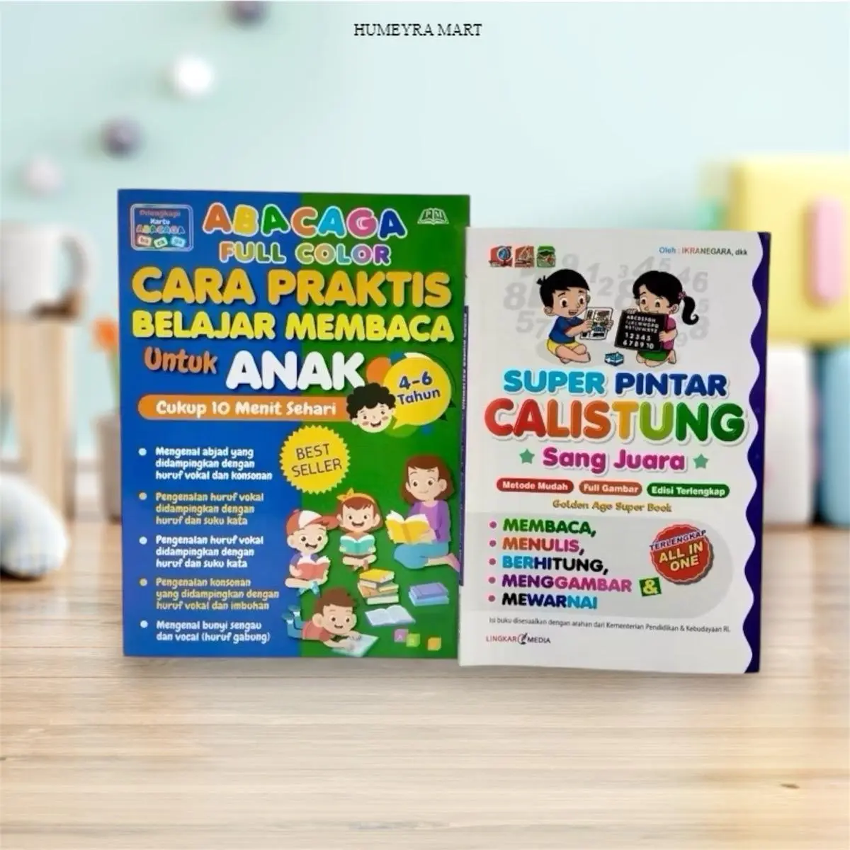 HUMEYRA MART Paket 2 Buku Abacaga & Super Pintar Calistung Rahasia Buku Panduan Belajar Membaca dan Matematika untuk Anak-anak