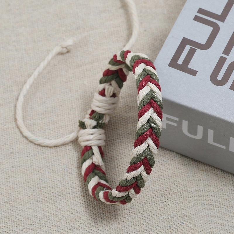 Ethnic Style Colorful Weave Rope Adjustable Bracelet Handmade Hemp Rope Wristbands Bracelets For Couple Simple  Gift 7