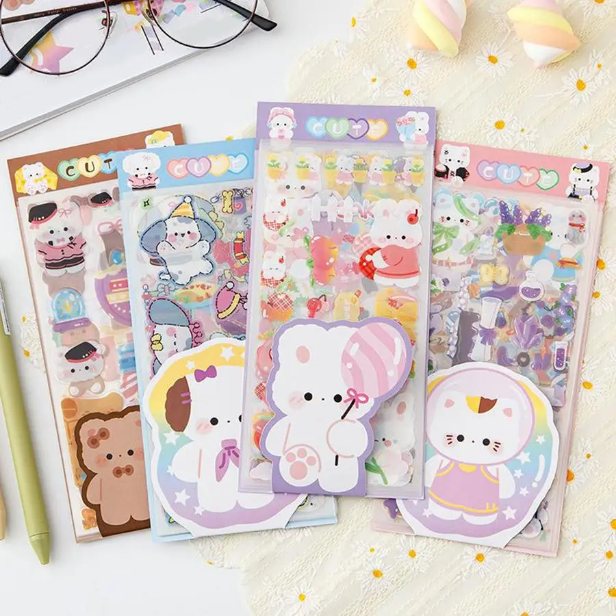 4 Pack Cartoon Animal Pattern Sticker, Cute Multi-purpose Sticker for DIY Craft, Decoration, Hand Account