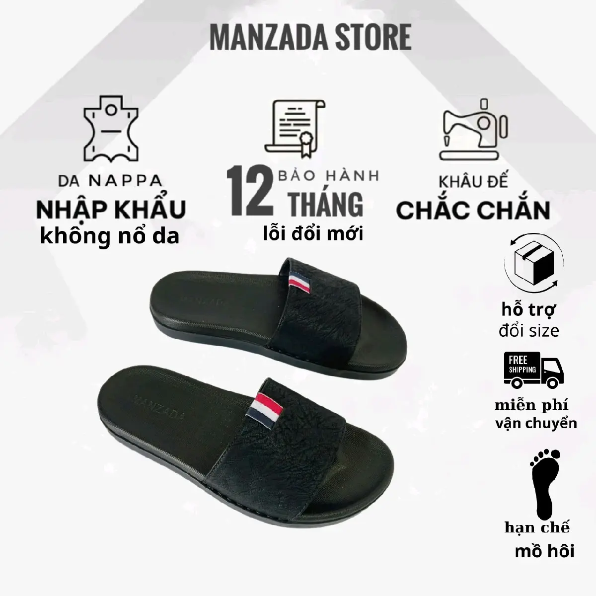 _ 3Dép quai da ngang dép lê quai da   đế cao su đúc 2 lớp nguyên khối quai dép được khâu chỉ 2 bên mã phong cách đường phố fullbox Slipper dép lê DéP đế cứng dé  nam đẹ p
