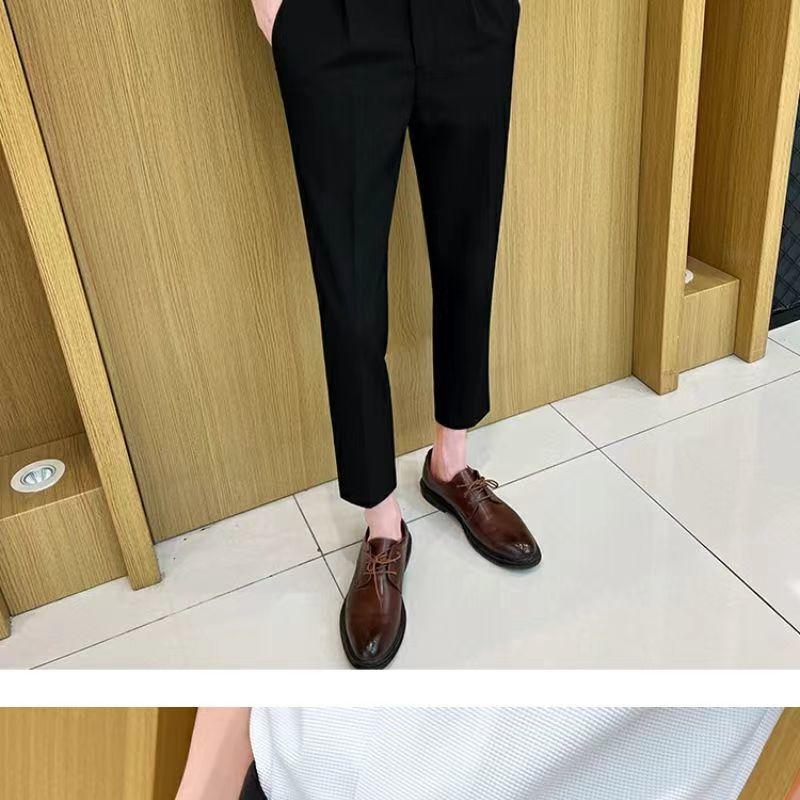 Product Introduction of New Summer Thin and All-Matching Casual Suit Pants Man's Belt Adjustable Solid Color British Slim Fit Skinny Pants Men's Fashion 10