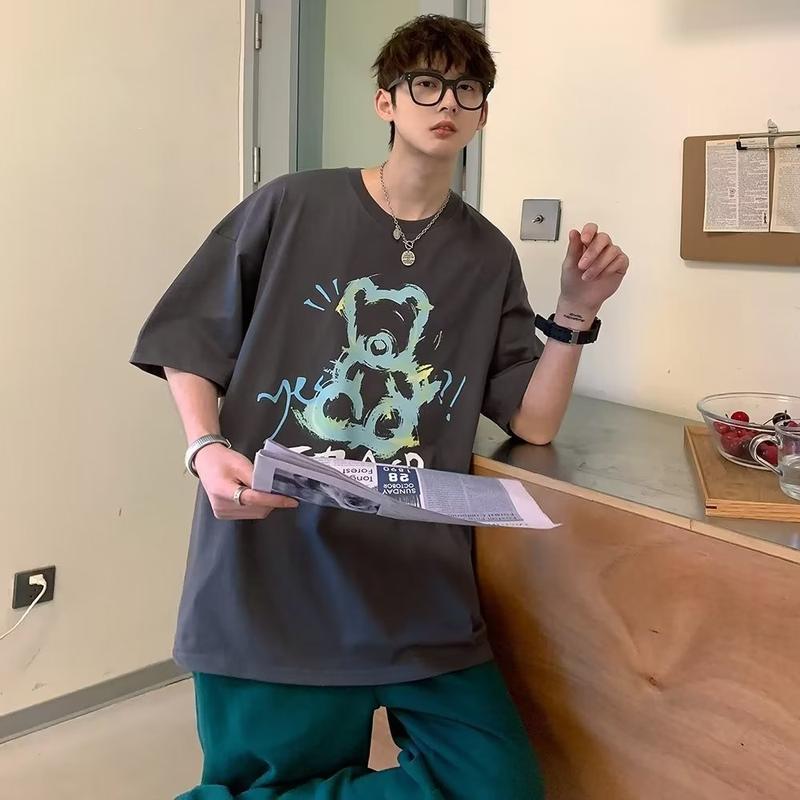 Product Introduction of American Retro Short Sleeve T-shirt Men's Summer Loose All-Matching Ins Trendy Half-Length Sleeves T-shirt Fashion Brand 1