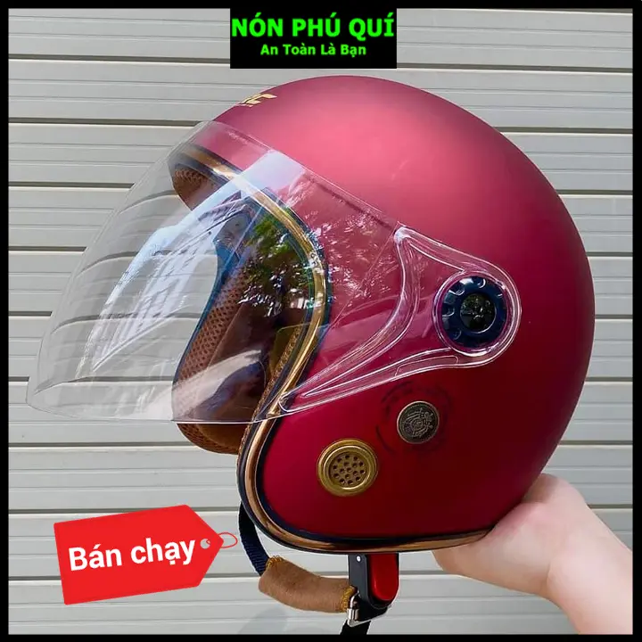 Nón bảo hiểm 3/4 kính dài Phú Quí ĐEN hàng chất lượng dẹp Mh02 4
