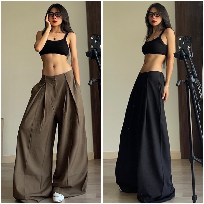 (Ảnh thât) Quần tây nữ đen ống siêu rộng hàng cao cấp loại 1 hottrend 2024