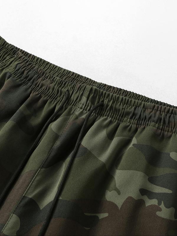 Men's Camo Print Flap Pocket Cargo Shorts, Regular Fit Casual Street Fashion Comfy Shorts for Summer, Men's Bottoms for Daily Wear, Tropical 6