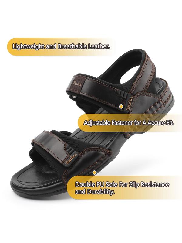Men's Cowhide Velcro Sandals, Outdoor Water-resistant Skin-friendly Sport Sandals, Non-slip Comfort All-match Sandals for Summer for Daily Wear 3