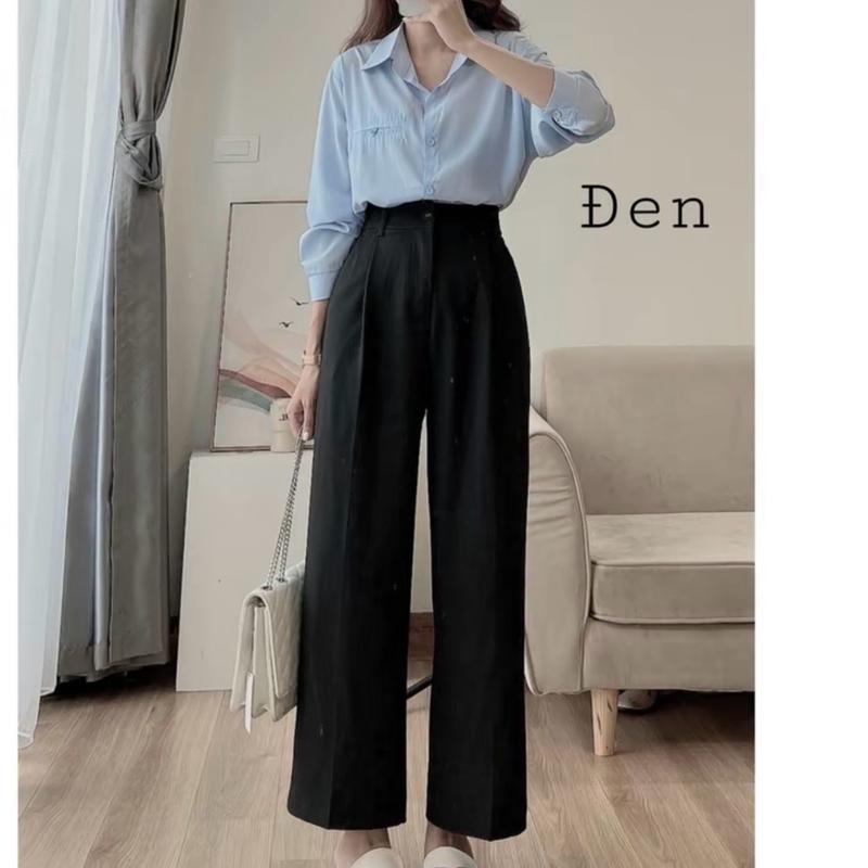 Suông 9 tấc Quần tây quần ỐNG SUÔNG 9 tấc vải umi hàn co giãn bigsize Ong Nữ Women Pants