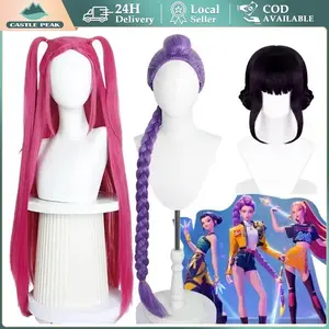 Wig Demon Hunters Zoey Rumi Mira Rambut Palsu Cosplay Kpop Sintetis Heat Resistant Wig Karakter Lucu Tebal Halus