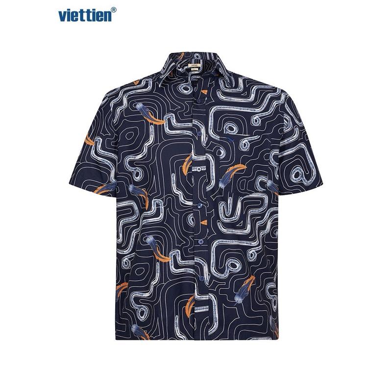 Áo ngắn tay vạt ngang việt tiến fom regular (6R0459)