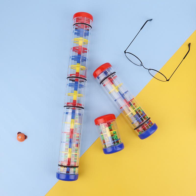 Product Introduction of Montessori Wooden Toys Rain Rattle Stick Rainbow Hourglass Educational Sound Rainmaker Simulated Raining Sound Kids Sensory Toys 5