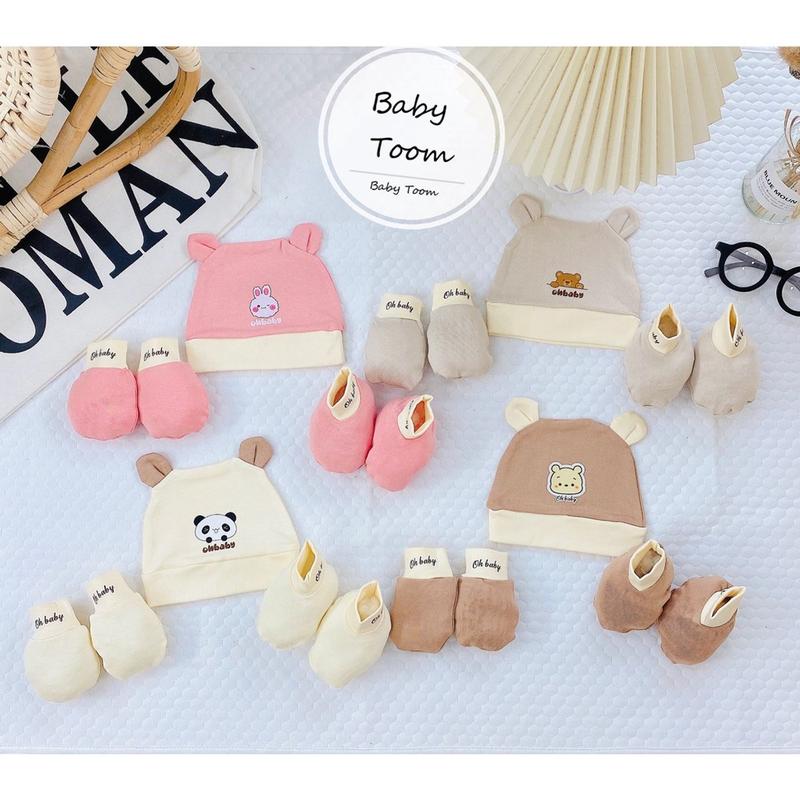 SET MŨ BAO TAY CHÂN thun mềm Tombaby đáng yêu mềm,mịn thoáng khí cho bé CÓ COMBO cho bé 0-3 tháng dưới 5kg