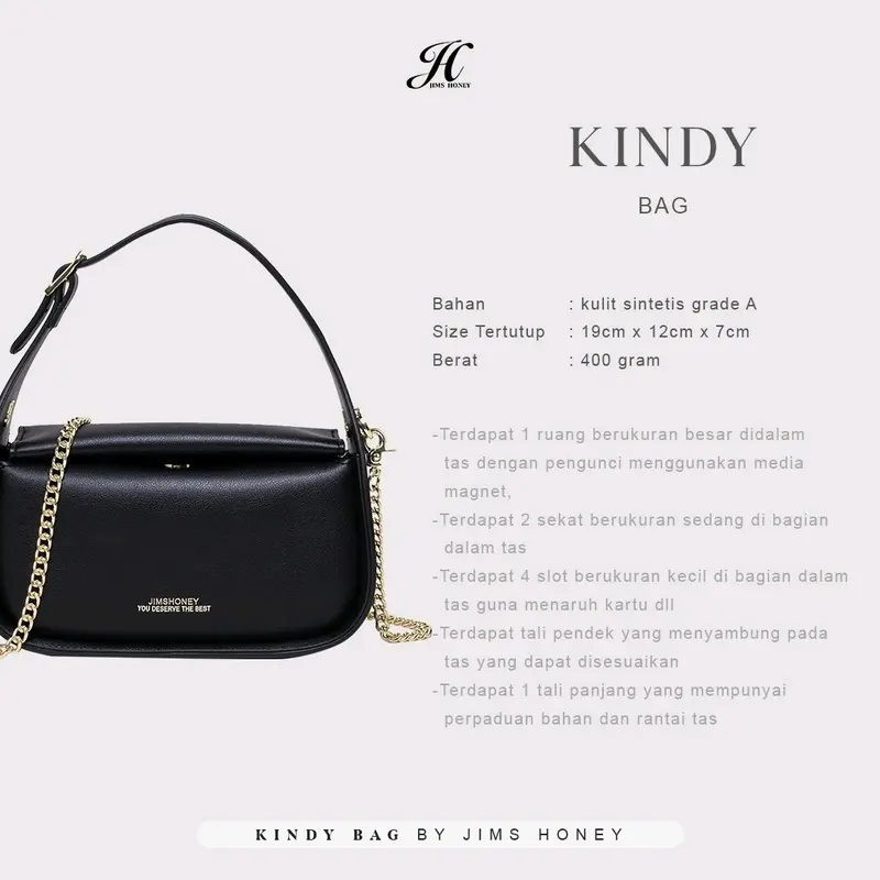 JIMS HONEY Tas Selempang Kulit Wanita KINDY BAG (Free Exclusive Box) 6