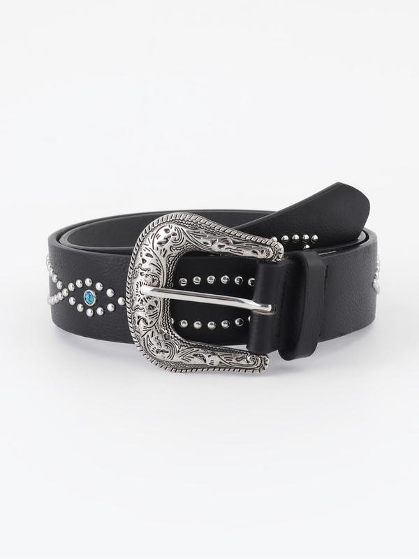 Trendy Studded Decor Pu Leather Buckle Belt, Fashion Casual Matching Belt for Women & Men for Daily Life, Versatile Waitband for Jeans, Pants 2