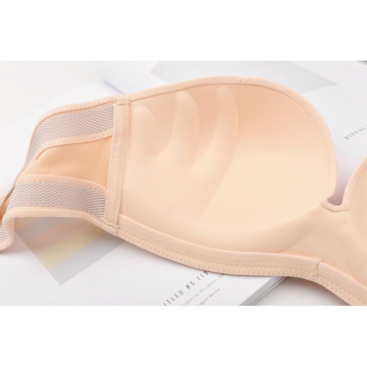 Strapless Bra,NonSlip Bra For Women Lace Embroidery Bra Push Up Bra-Smooth color 2