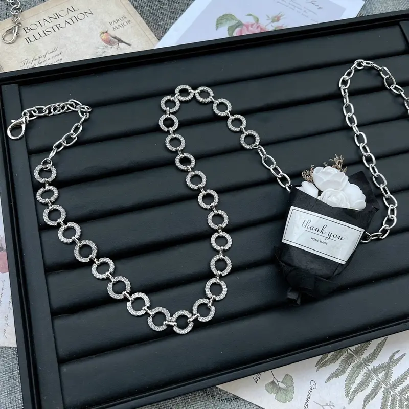 Thắt Lưng Xích Phối Váy Mặt Tròn 1cm Đính Đá 2 Màu, Chất Kim Loại Không Rỉ Sành Điệu Cho Nữ - H&T SHOP 2