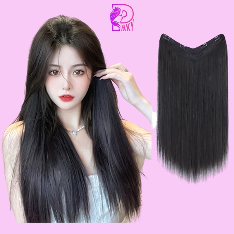Tóc giả nửa đầu Pinky, Tóc kẹp U duỗi thẳng mềm mượt dài 45 phong cách hàn quốc Women Wig tóc kẹp