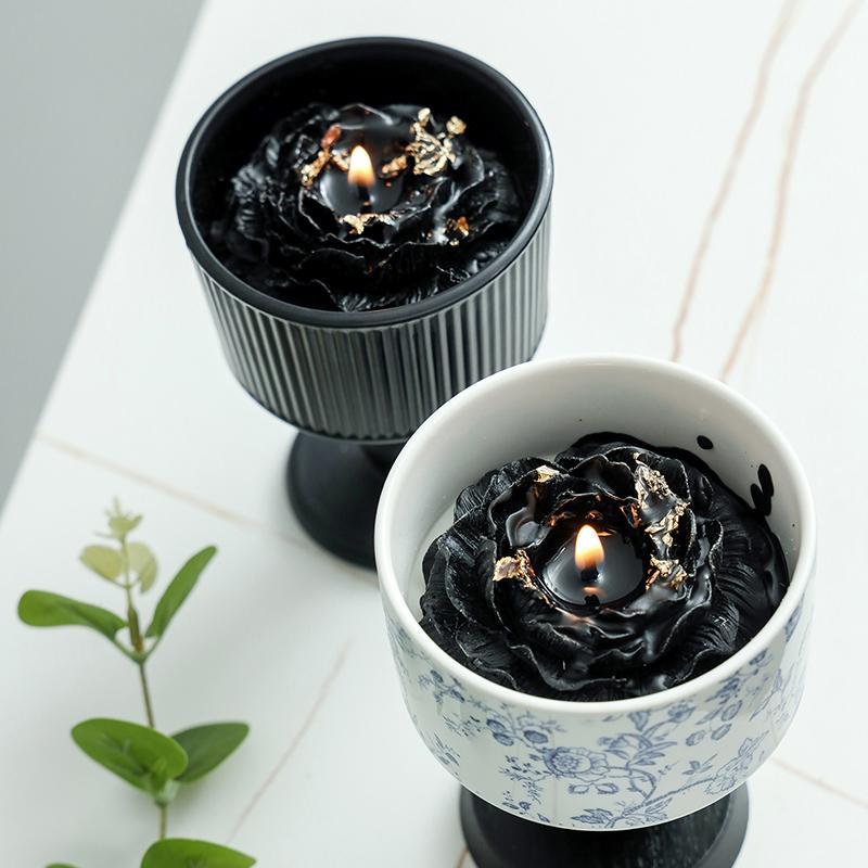 Peony Flower Design Candle Holder, 1 Count Vintage Candle Holder with Candle Wick, Aromatherapy Candle for Home Decor, Vanity Decor Accessories, Ornaments 7