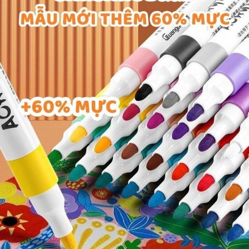 Bộ 60 Bút Màu Acrylic Marker Cao Cấp không Thấm Nước Không Bị Nhòe vẽ trên mọi chất liệu giấy, vải, gỗ