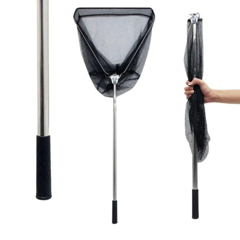 Vợt Cá Inox Tam Giác Liền Vành, Vợt Cá Gấp Gọn 2m1 Tiện Lợi Fishing Bắt Cá Đi Câu Câu Cá