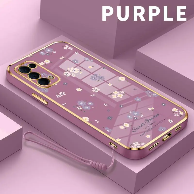 Casing Hp Untuk OPPO Reno5 4G 5G Reno2 Z 2 F Reno3 Reno4 4 F 4 Lite Reno5 F 5 K 5 Lite Reno6 5G 6 Lite Reno6 Z 7 Lite Reno7 Z 5G 8 Reno8 T 8 5G Reno10 5G Reno10 Pro 5G Reno11F Case Lucu Bunga Ungu Silikon TPU Lensa Pelindung Softcase
