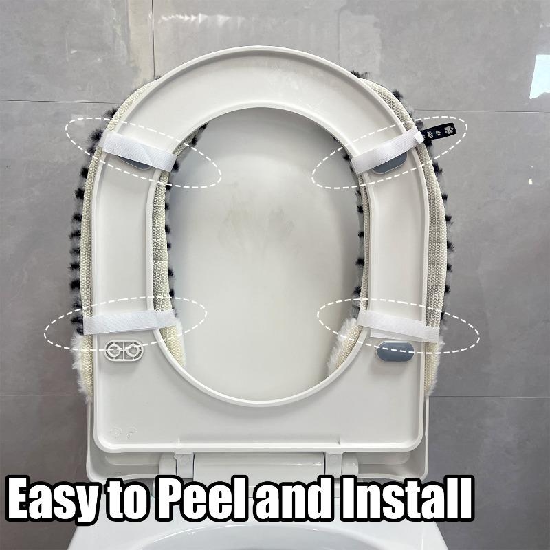Product Introduction of Cute Multicolor Cat Paw Plush Toilet Seat Padded Universal Self-adhesice Toilet Seat Gasket Household Bathroom Toilet Cushion 19
