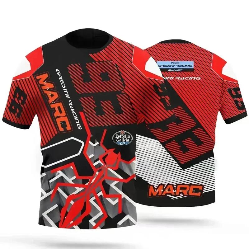FMOTO GP 3D printed quick-drying breathable sports men's Plus size crew neck T-shirt GRESINI RACING Team 3 Marquis Driver cooling breathable quick-drying sports short sleeve 3