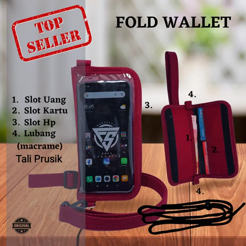 Dompet Hp Fanteus Sako Fold Wallet Pria Kartu Bahan Canvas Dan Kulit Sintesis 0