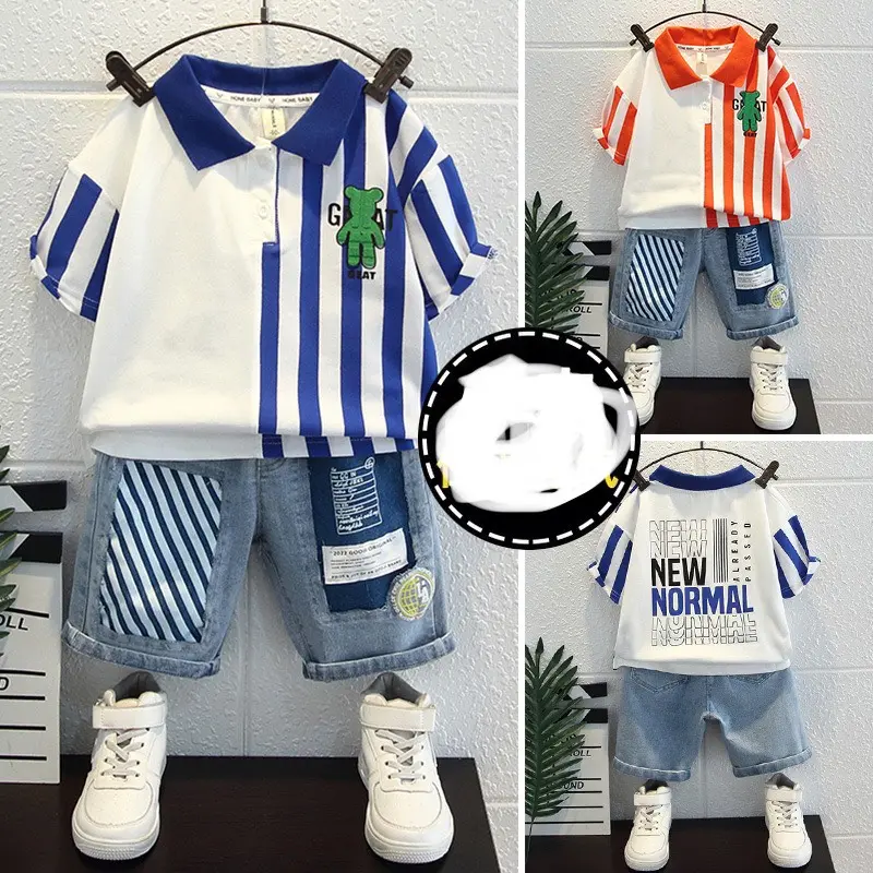 [14-35kg] BỘ ÁO POLO QUẦN NGỐ JEAN 2 MÀU CAM-XANH 2