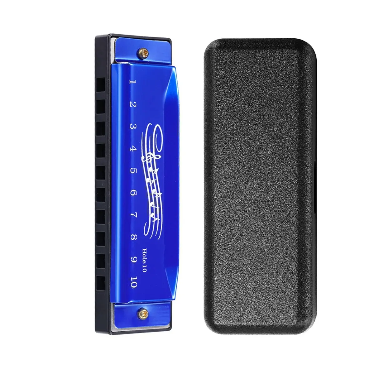 【ibang bansa】10 Holes Key Of C Blues Harmonica Musical Instrument Educational Toy with Case Children'S Music Enlightenment