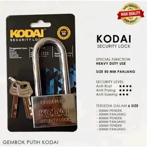 Gembok KODAI Anti Karat Short/ Gembok Pagar Long/ Gembok Pagar Stainless Steel, Ukuran 30/40/50/60 Panjang Pendek / MURAH DAN BERKUALIAS 100% ORIGINAL Gembok KODAI Anti Karat Short/ Gembok Pagar Long/ Gembok Pagar Stainless Steel, Ukuran 30/40/50/60 Panjang Pendek / MURAH DAN BERKUALIAS 100% ORIGINAL