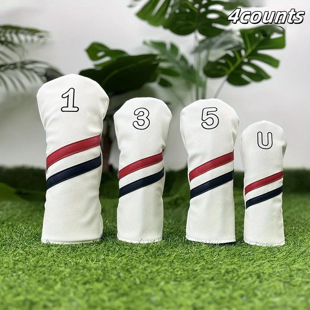 Number Print Golf Club Cover, 1 Count/4 Counts Waterproof PU Club Protective Cover, Golf Club Head Cover, Golf Accessories for Men & Women