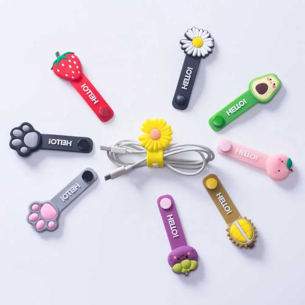 Winder Wire Protector Marker Holder Cover For Earphone USB Cute Fruit Flower Cable Winder Cable Organizer