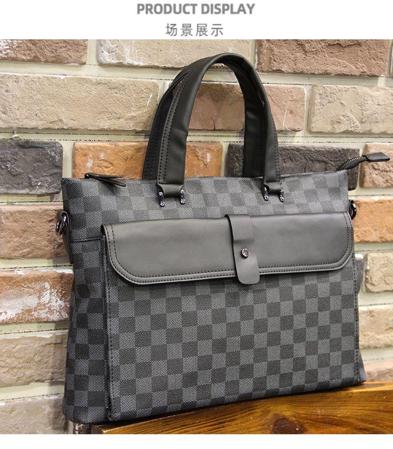Product Introduction of Plaid Men'S Bag Handbag Briefcase Korean Men'S Bag Casual Fashion Shoulder Bag Messenger Bag Business Computer Bag 2