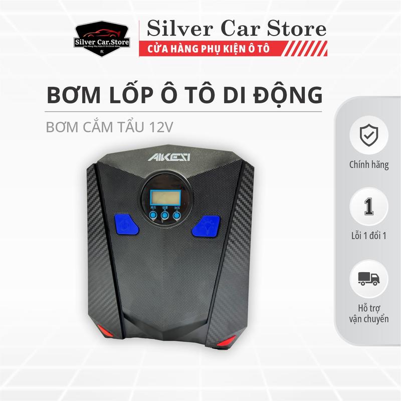 Bơm Lốp Ô Tô *FreeShip* Bơm Hơi 12V , Bơm AIKESI Chính Hãng Tự Ngắt - Đo Áp Suất Lốp lốp  dự  phòng  ô  tô