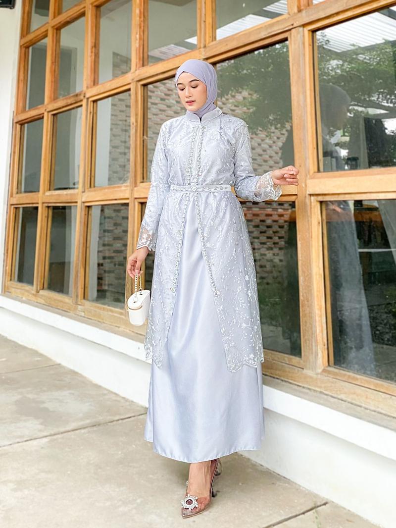 Product Introduction of Julissa Dress Free Outer Brokat Tille Mutiara Rompi Kondangan Gamis Pesta Polos 18