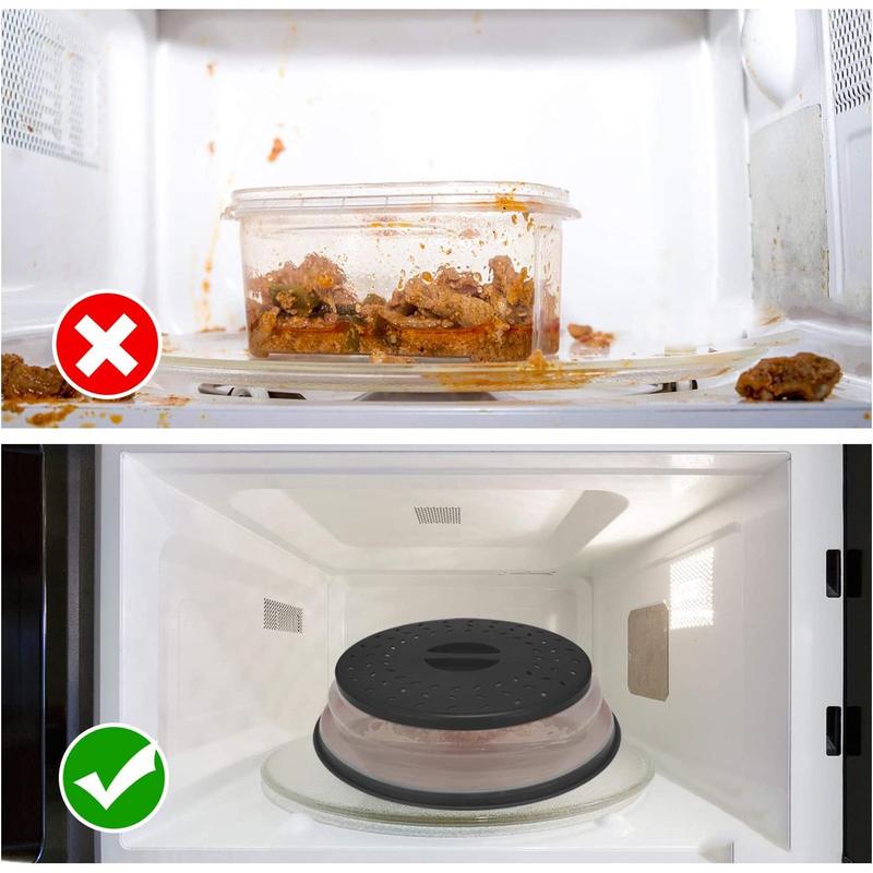 Foldable Microwave Splatter Cover, 2 Counts Round Microwave Splatter Guard with Steam Vent & Filter, Cookware Accessories for Home Kitchen, Kitchen Gadgets 7