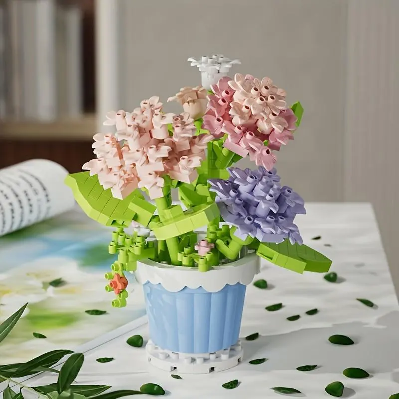 DIY Flower Building Blocks, Mini Flower Building Blocks, Creative Desktop Decoration, Educational Assembly Toy for Teenager & Adults 7