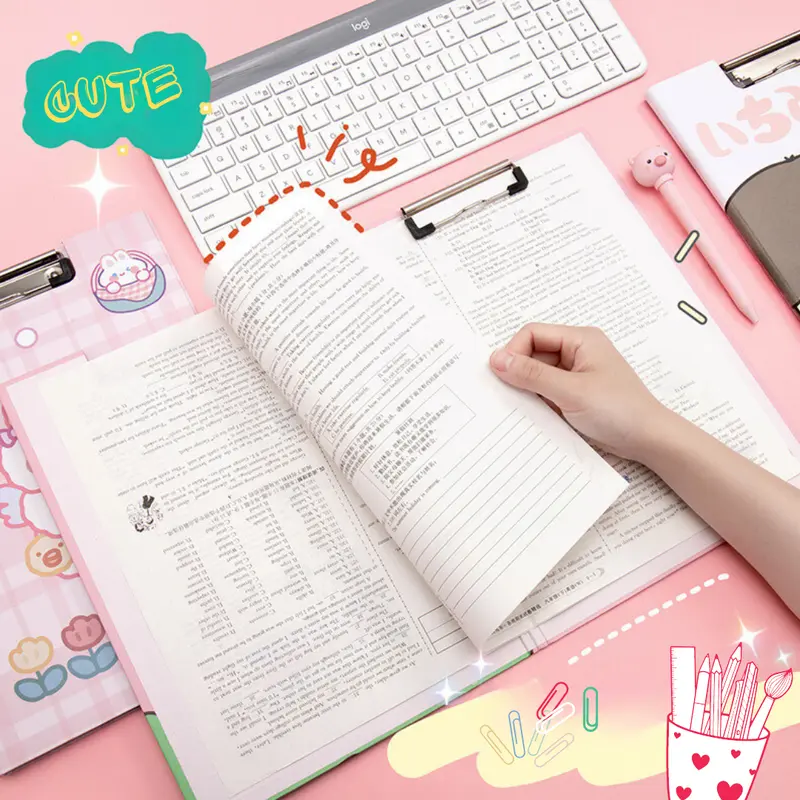 TOPER Papan Ujian Klip Papan Jalan Clipboard Estetik Asthetic Karakter Lucu Berwarna Kertas A4 Full Color 3