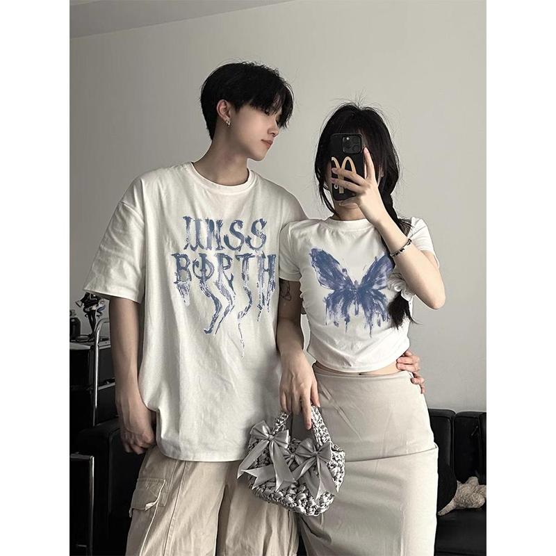 Áo Thun Cặp Đôi, ngắn Tay, 100% Cotton, Ngoại Cỡ, Dành Cho Nữ Và Nam, Dáng Rộng Vừa Vặn, Hàng Mới Về 2